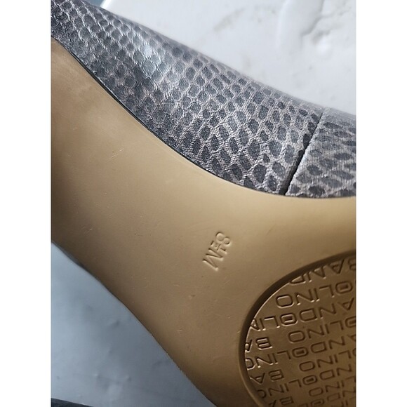 Bandolino 2-Inch Open-Toe Pumps Size 8.5 Black Faux Snakeskin - Picture 7 of 16